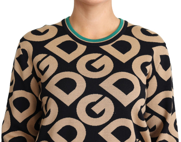 Dolce &amp; Gabbana monivärinen DG Mania -villainen Crewneck-neulepusero