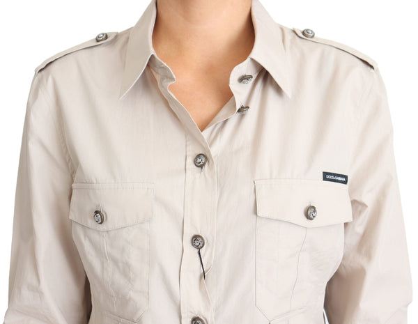 Dolce &amp; Gabbana Beige Poplin Safari -taskupaitapusero