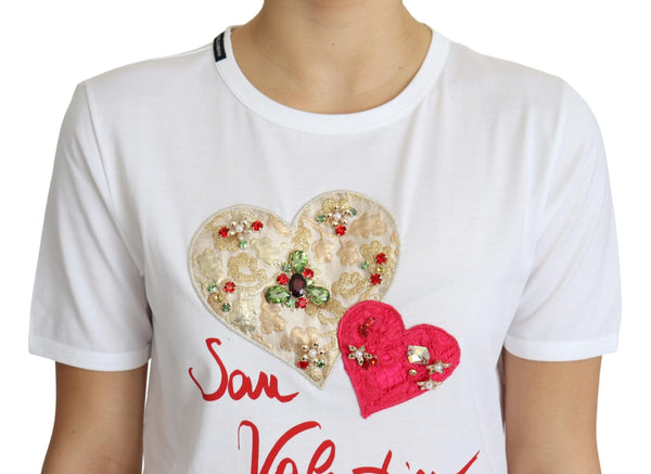 Dolce &amp; Gabbana valkoinen San Valentino Heart Crystals T-paita