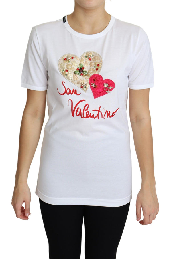 Dolce &amp; Gabbana valkoinen San Valentino Heart Crystals T-paita