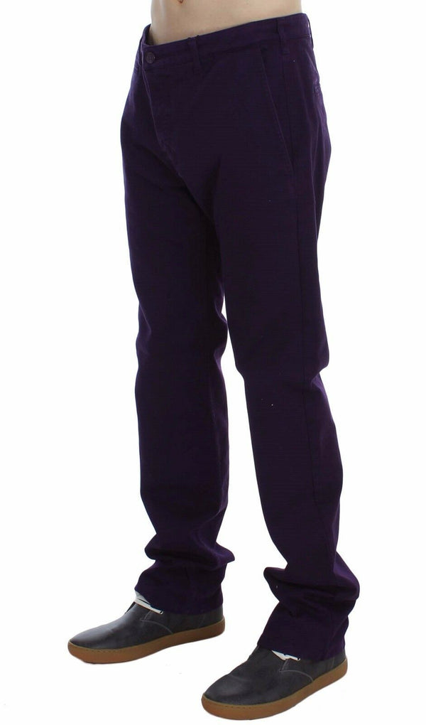 GF Ferre Purple Cotton Stretch Purple Fit Pants