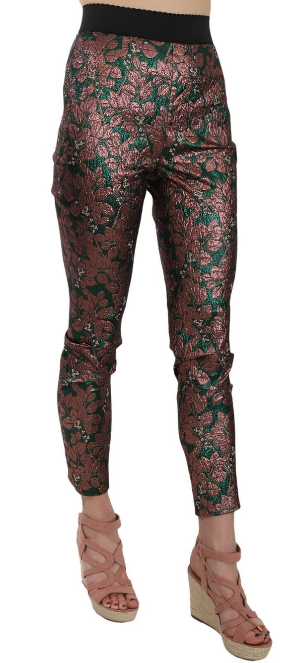 Dolce &amp; Gabbana Multicolor Iriscent Brocade Jacquard Housut Crop Pants