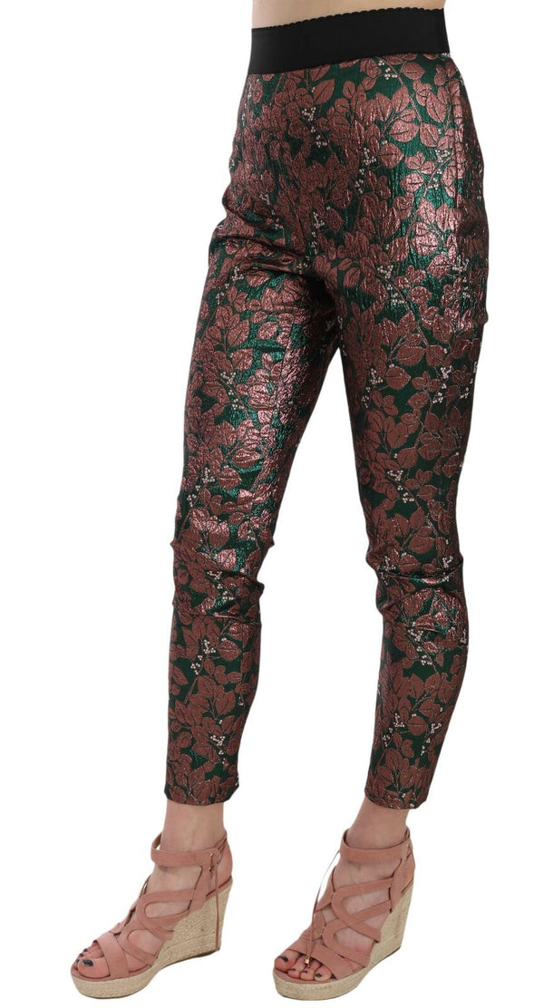 Dolce &amp; Gabbana Multicolor Iriscent Brocade Jacquard Housut Crop Pants