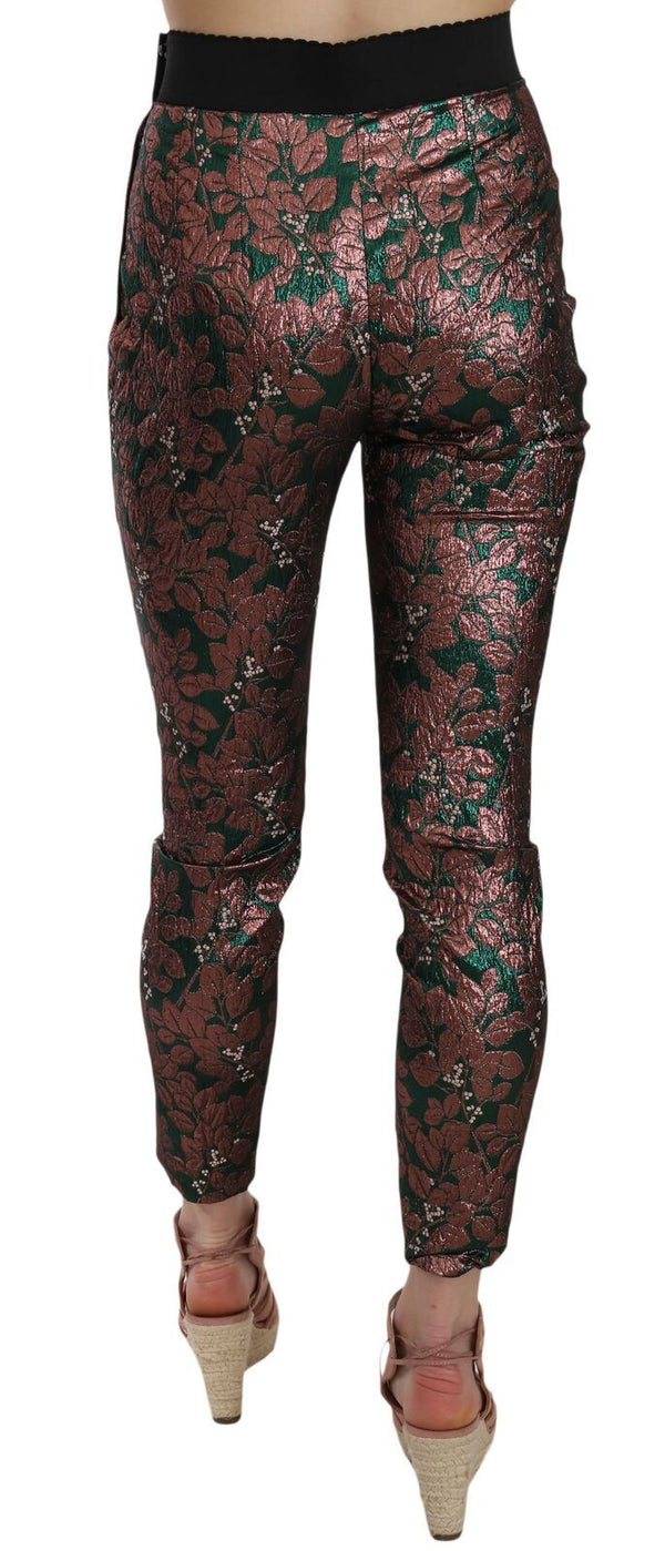 Dolce &amp; Gabbana Multicolor Iriscent Brocade Jacquard Housut Crop Pants