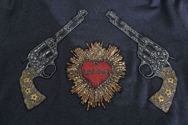 Dolce &amp; Gabbana harmaa hupullinen Red Crystal Heart Gun -pusero