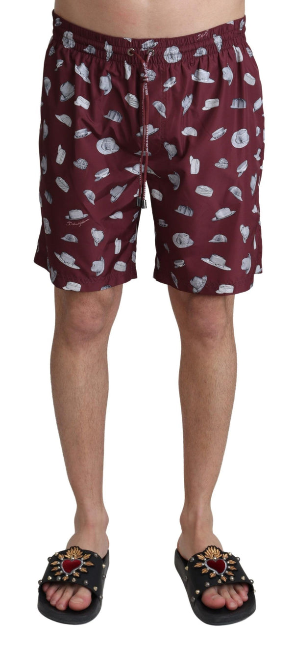 Dolce & Gabbana Elegant Maroon Beachwear Trunks