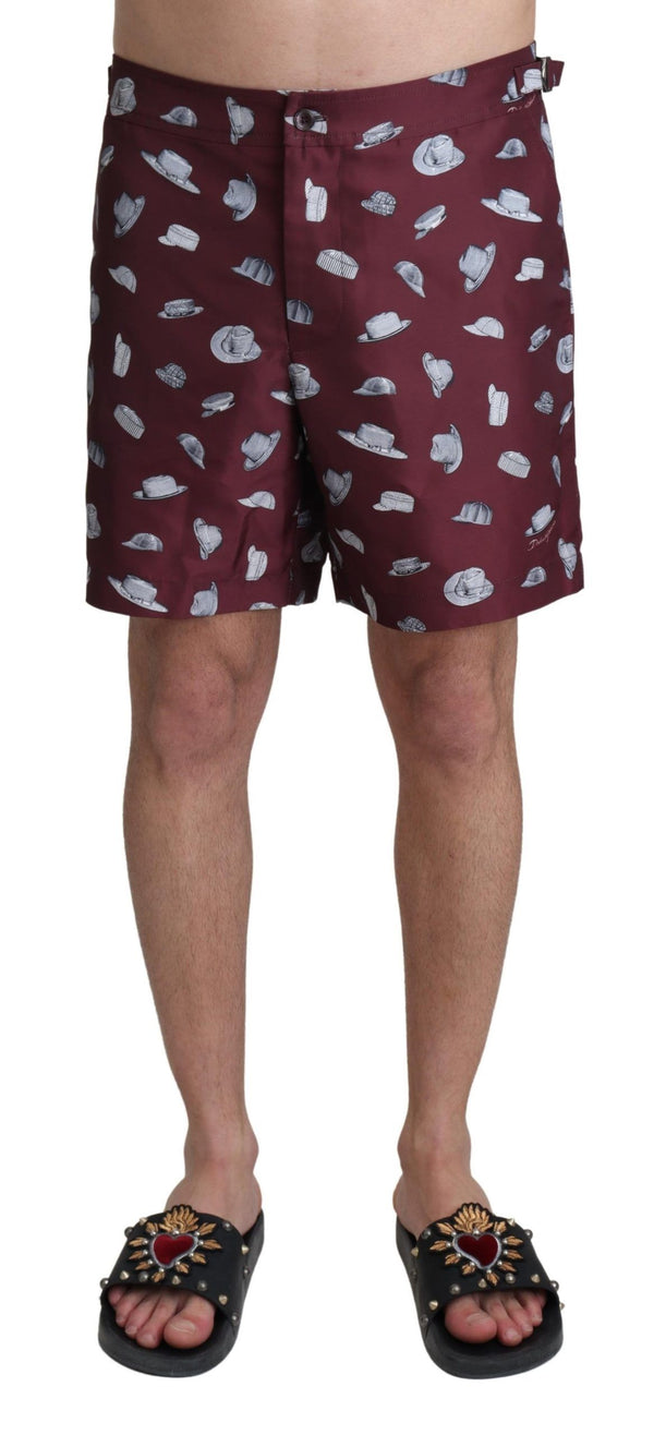 Dolce & Gabbana Elegant Maroon Swim Trunks