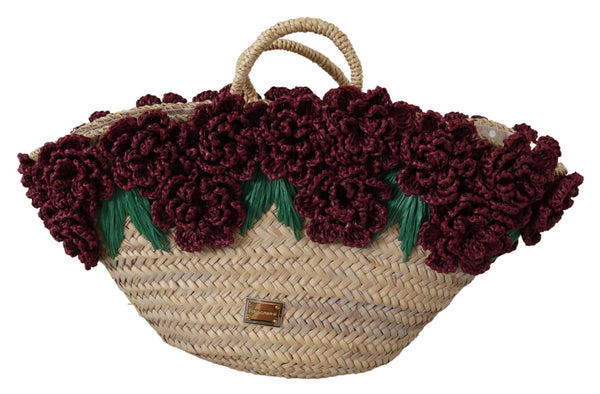 Dolce & Gabbana Chic Floral Straw Tote Elegance