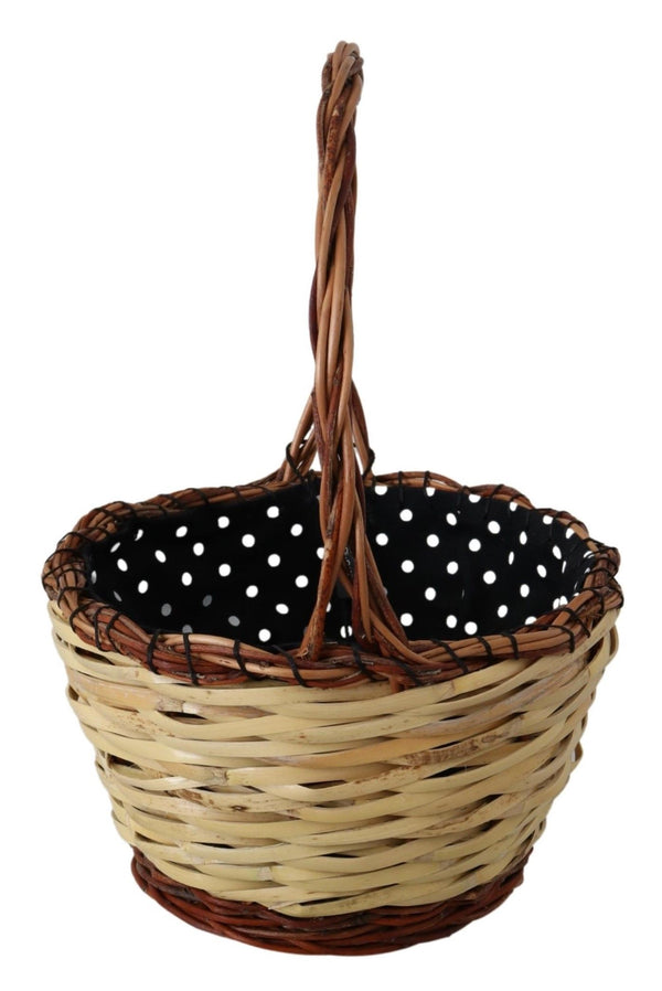 Dolce &amp; Gabbana Beige puinen Wicker Rattan Basket Kangaskassi