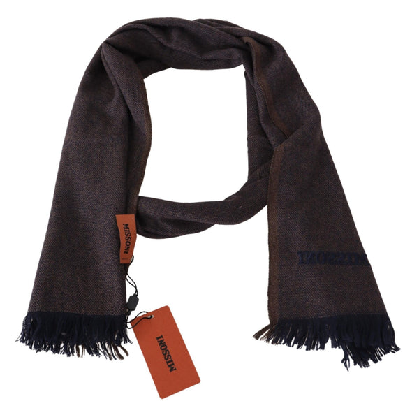 Missoni Brown 100 % Cashmere Unisex Neck Wrap Fringes -huivi