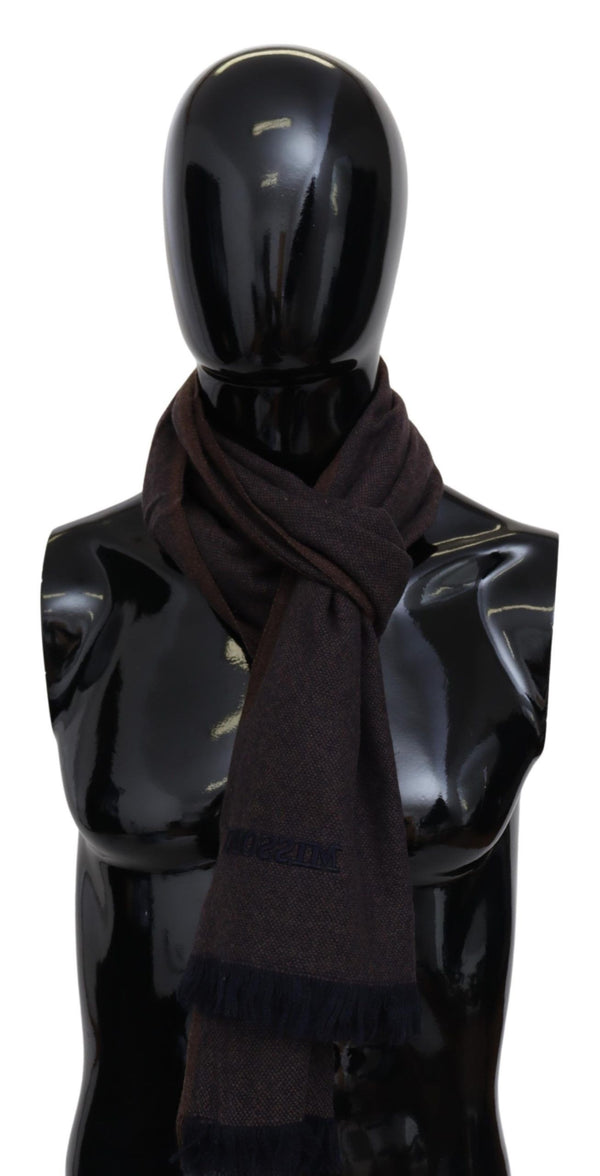 Missoni Brown 100 % Cashmere Unisex Neck Wrap Fringes -huivi