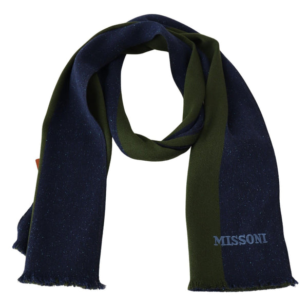 Missoni Green Striped Wool Unisex kaulahuivi Sininen