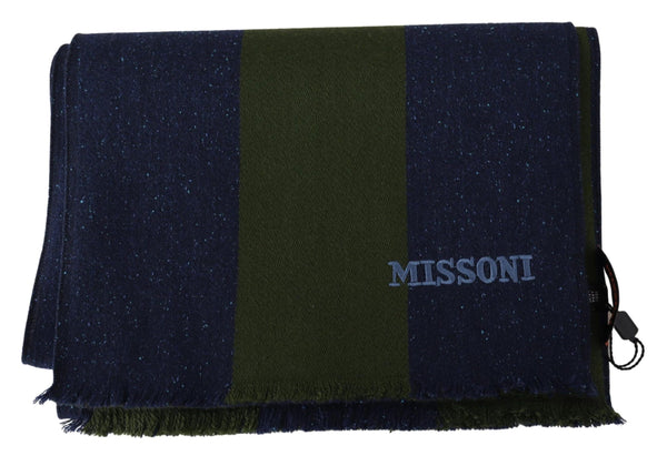 Missoni Green Striped Wool Unisex kaulahuivi Sininen