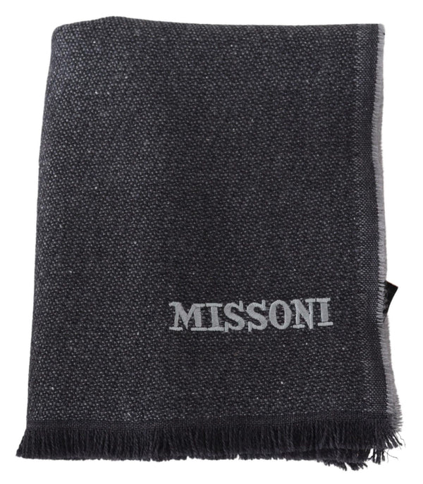 Missoni musta villaneulottu unisex-kaulahuivi