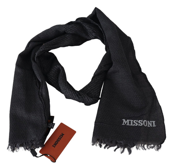 Missoni musta villaneulottu unisex kaulahuivi