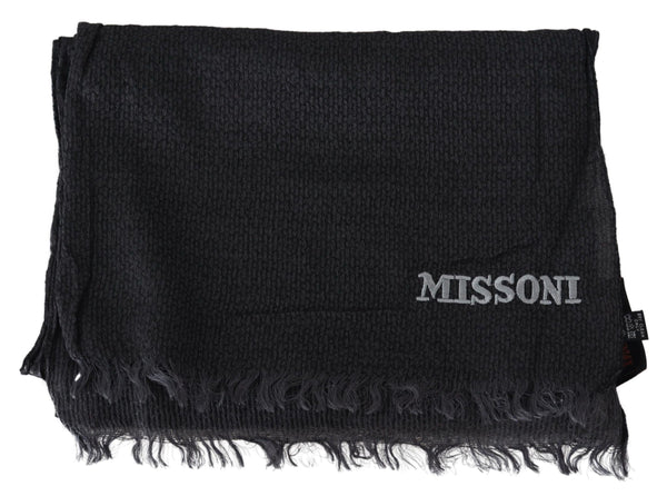 Missoni musta villaneulottu unisex kaulahuivi