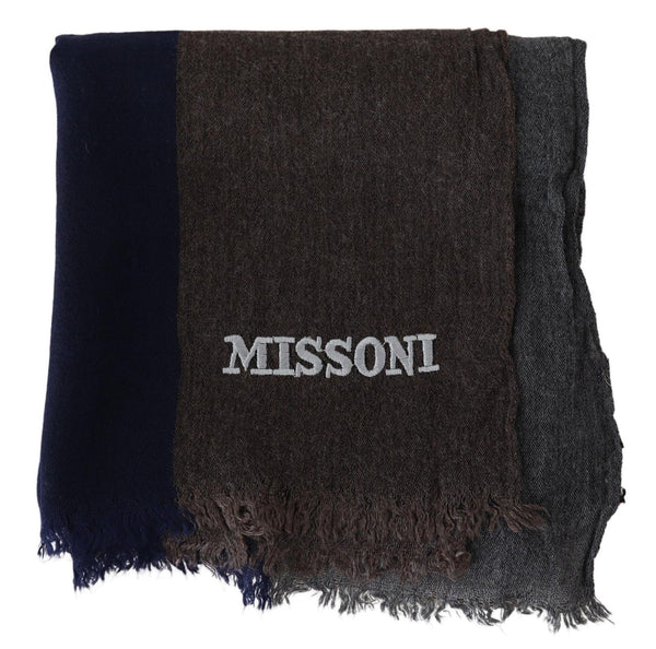 Missoni Multicolor Striped Wool Unisex Wrap Fringes -huivi