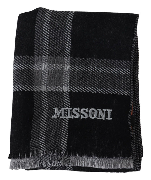 Missoni musta ruudullinen villainen unisex kaulahuivi