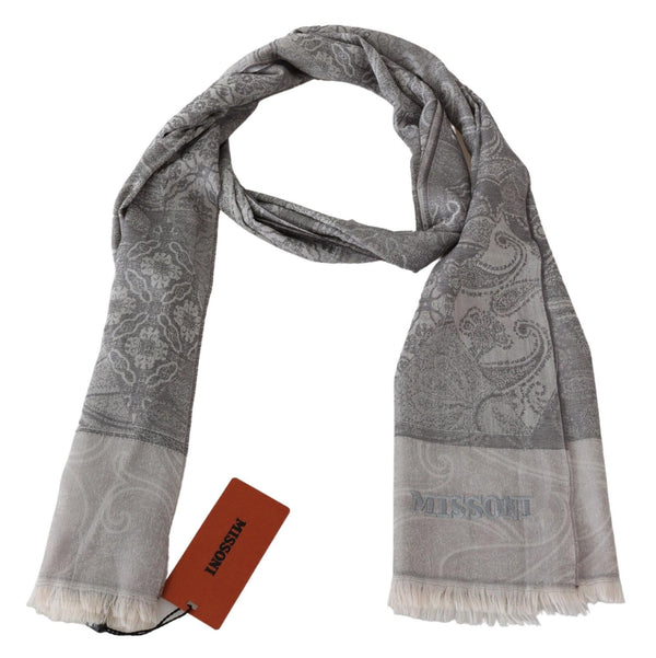 Missoni Grey Paisley Wool Unisex kaulahuivi