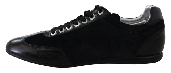 Dolce &amp; Gabbana Black Logo Nahkaiset Casual Scarpe -lenkkarit