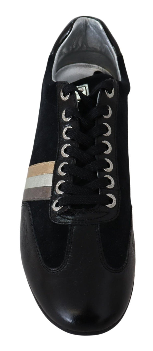 Dolce &amp; Gabbana Black Logo Nahkaiset Casual Scarpe -lenkkarit