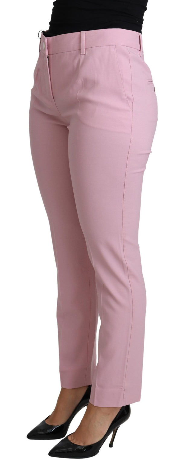 Dolce &amp; Gabbana Pink Virgin Wool Stretch kapenevat housut