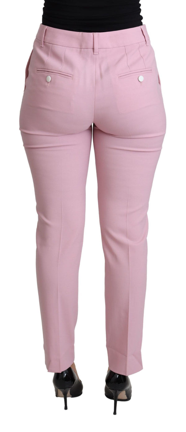 Dolce &amp; Gabbana Pink Virgin Wool Stretch kapenevat housut