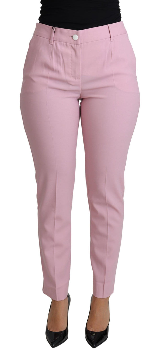 Dolce &amp; Gabbana Pink Virgin Wool Stretch kapenevat housut