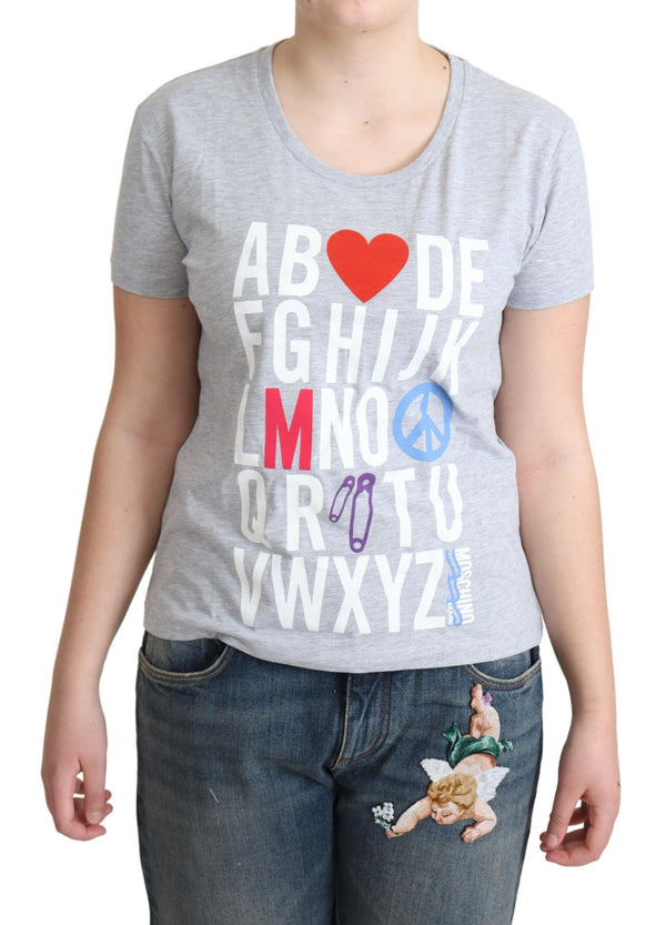 Moschino Grey Cotton Alphabet Letter Print T-paita