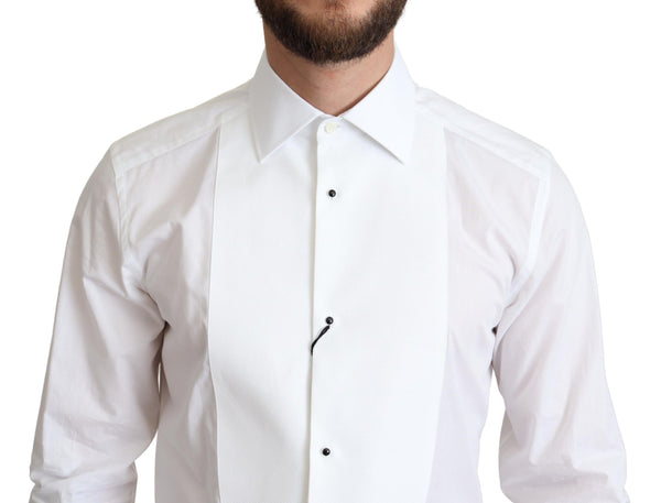 Dolce &amp; Gabbana White Bib Cotton Poplin Miesten juhlapaita