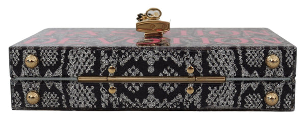 Dolce &amp; Gabbana Grey Fashion Devotion Clutch Plexi SICILY BOX kukkaro