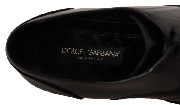 Dolce &amp; Gabbana Black Leather Exotic Skins -muodolliset kengät