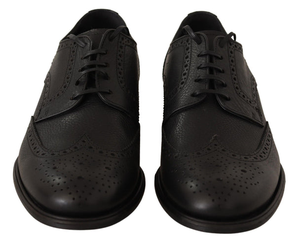 Dolce &amp; Gabbana mustat nahkaiset Oxford Wingtip -mekkokengät