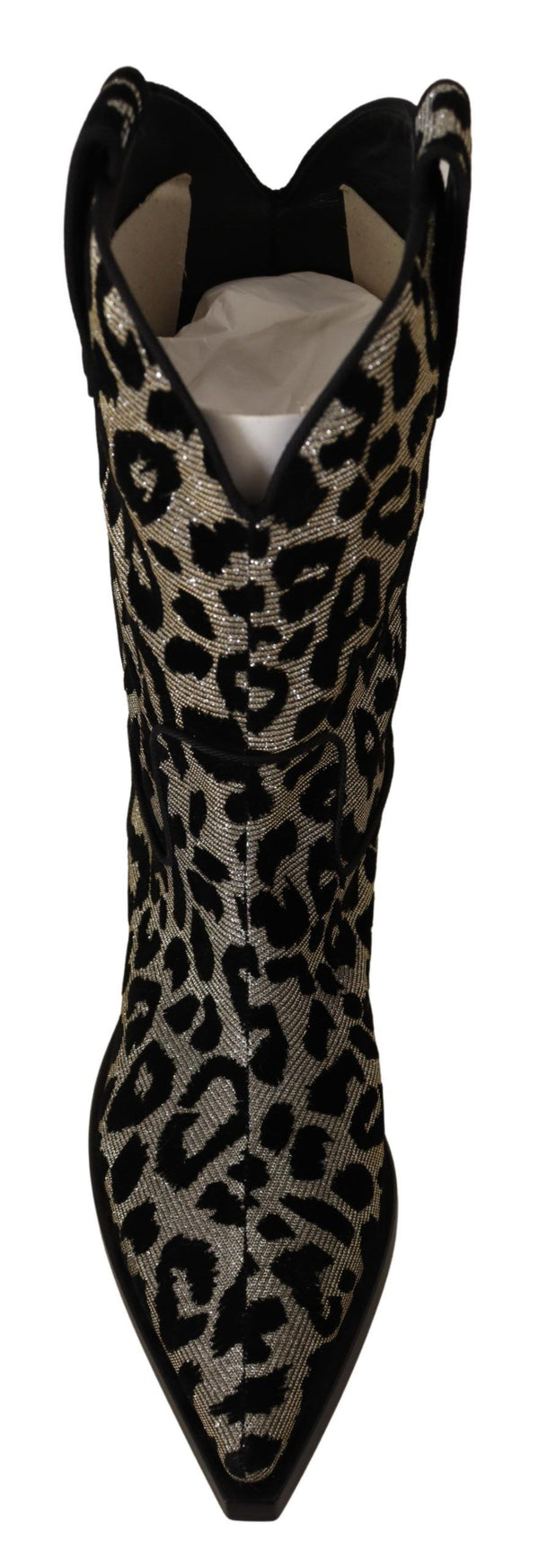 Dolce &amp; Gabbana Harmaa Musta Leopard Cowboy Boots -kengät