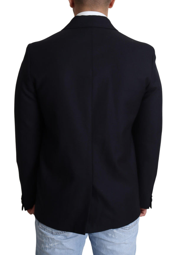 Dolce & Gabbana Elegant Dark Blue Virgin Wool Men's Coat