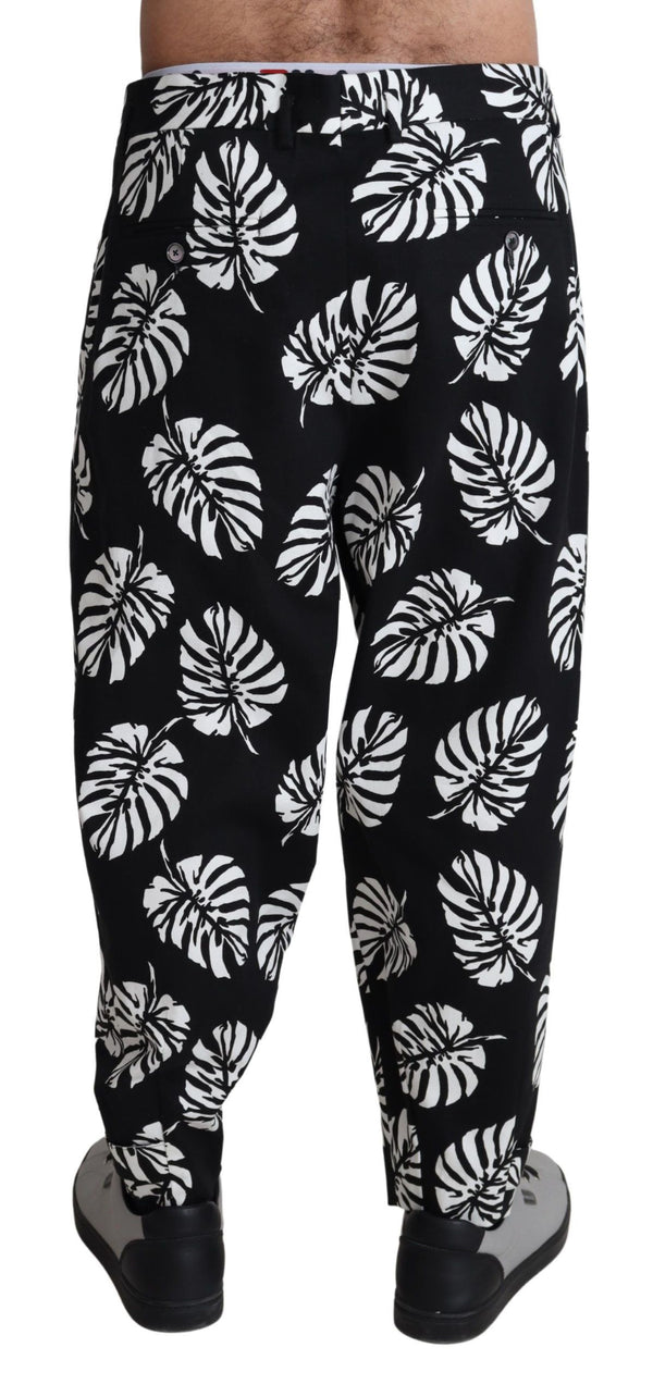 Dolce &amp; Gabbana Black Leaf Cotton Stretch -housuhousut