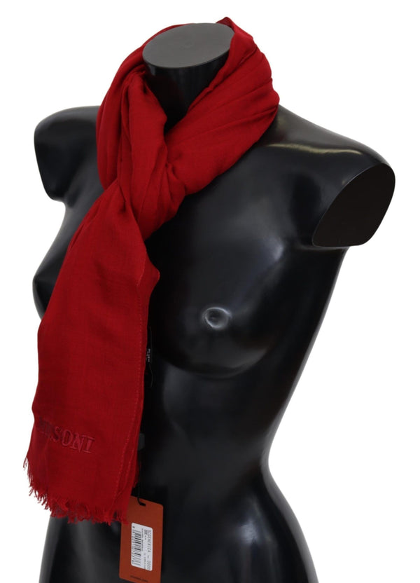 Missoni Red Cashmere Unisex Neck Wrap Fringes -huivi