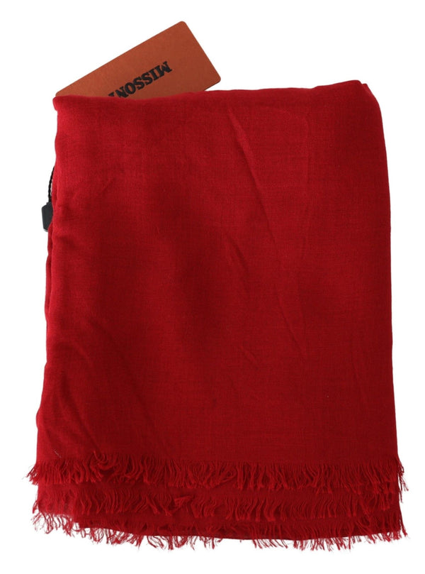 Missoni Red Cashmere Unisex Neck Wrap Fringes -huivi