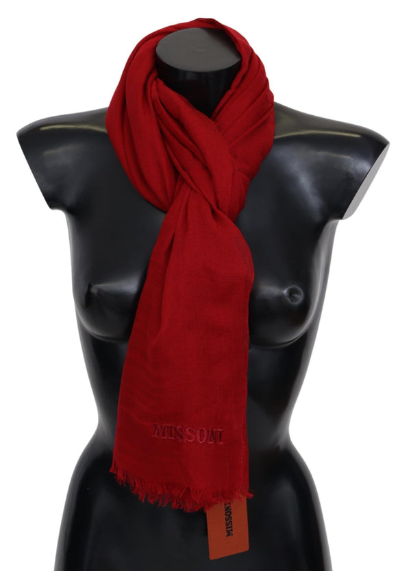 Missoni Red Cashmere Unisex Neck Wrap Fringes -huivi