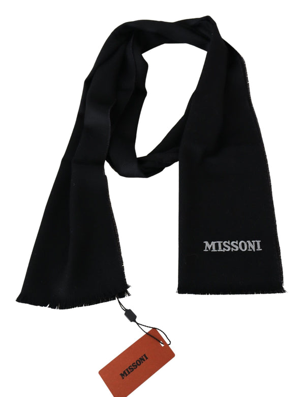 Missoni Black 100 % villainen unisex kaulanauha Fringes Logohuivi