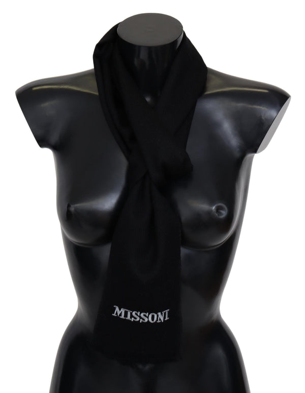 Missoni Black 100 % villainen unisex kaulanauha Fringes Logohuivi