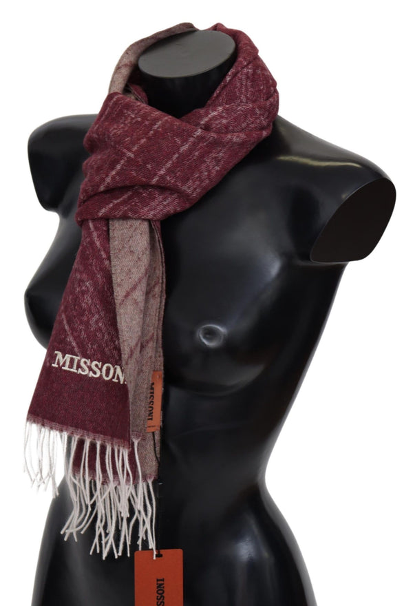 Missoni Maroon 100 % Cashmere Unisex kaulanauha hapsut huivi