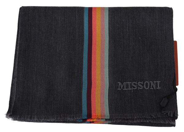 Missoni monivärinen raidallinen villainen unisex-kaulahuivi