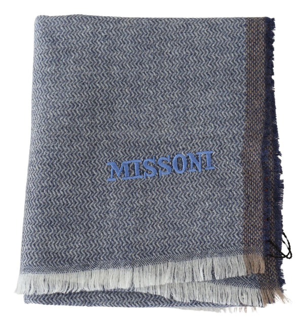 Missoni Gray Striped Wool Unisex Neck Wrap Fringes -huivi