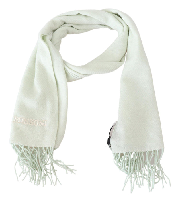 Missoni White Pattern Cashmere Unisex Wrap Fringes -huivi