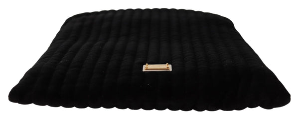 Dolce &amp; Gabbana Black Velvet Quilt Kiristysnauha Logo Plaque Pussilaukku