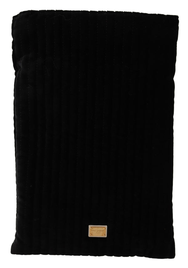 Dolce &amp; Gabbana Black Velvet Quilt Kiristysnauha Logo Plaque Pussilaukku