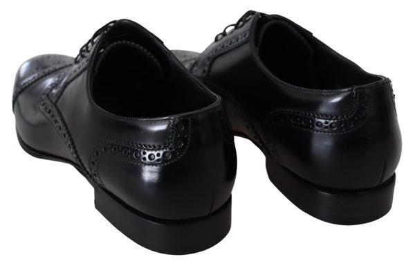 Dolce &amp; Gabbana Black Leather Miesten Derby Formal Loafers -kengät