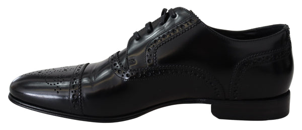 Dolce &amp; Gabbana Black Leather Miesten Derby Formal Loafers -kengät