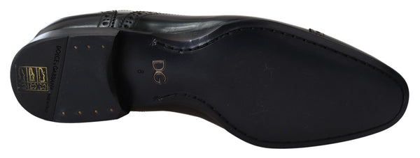 Dolce &amp; Gabbana Black Leather Miesten Derby Formal Loafers -kengät